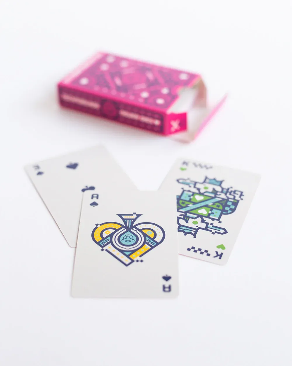 Technoblade playing cards on a table