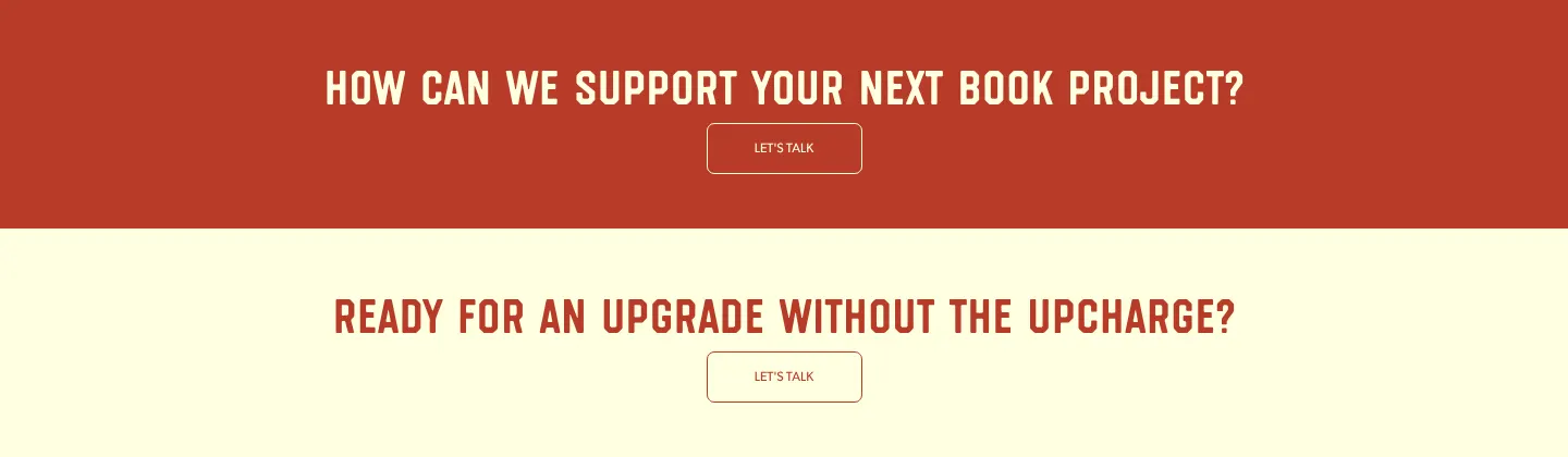 Call-to-action bands in red and cream
